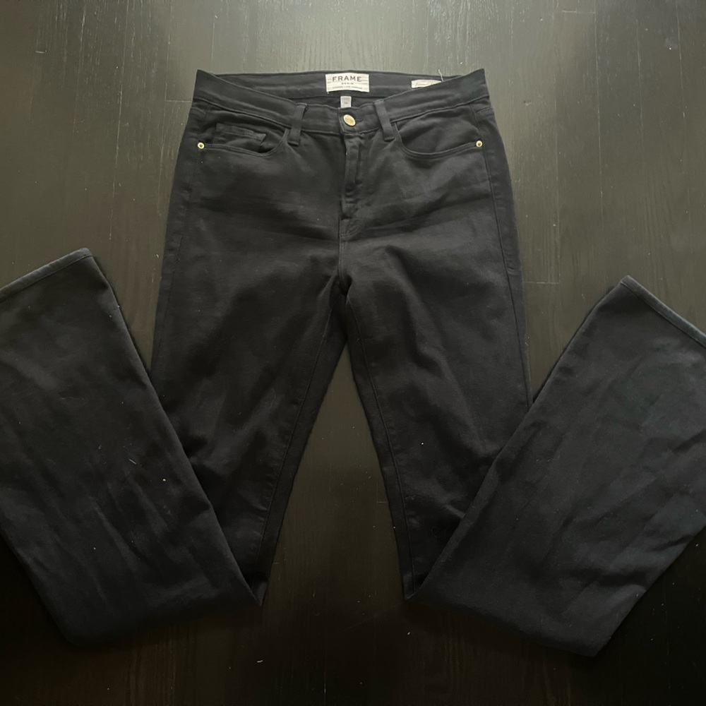 FRAME Flared black denim jeans